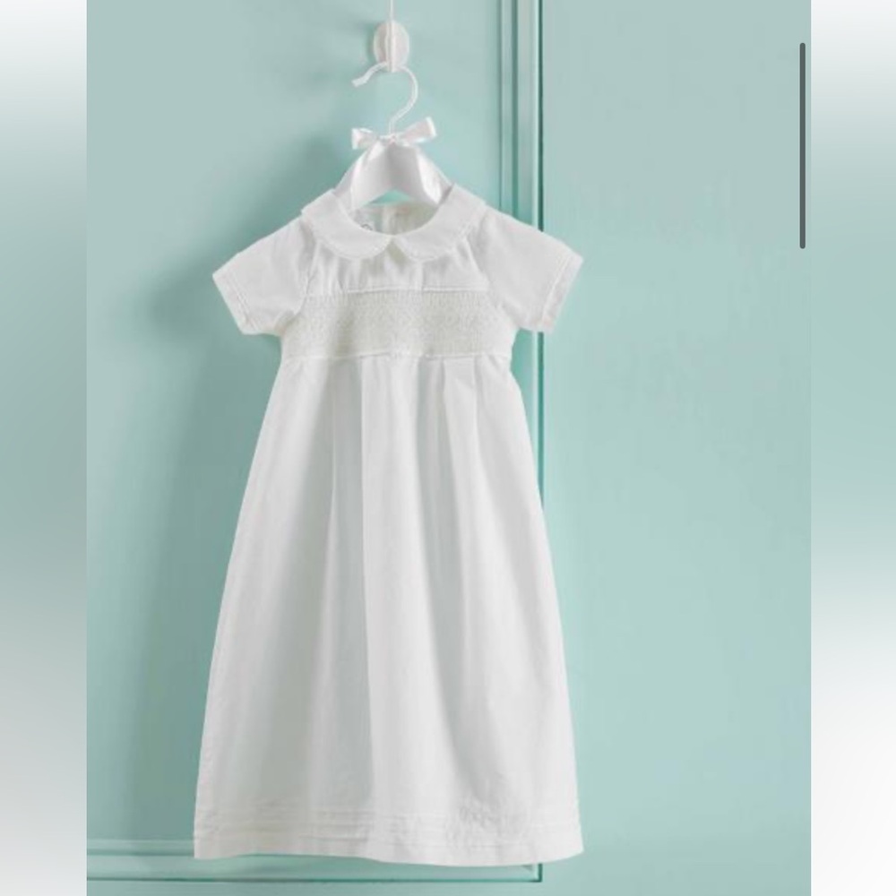 Mud Pie SMOCKED BABY CHRISTENING GOWN size 0-6 months
